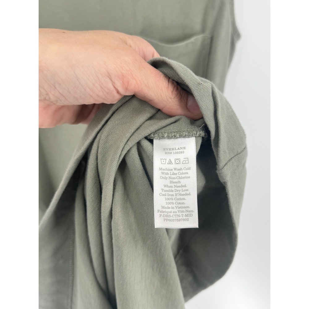 Everlane Cotton Pocket Midi Dress Womens XS Green Sleeveless Tank T-Shirt Dress - Picture 5 of 10